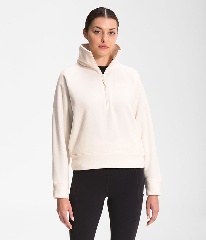 The North Face Womens Pullover City Standard Micro-Fleece ¼ Zip 172NLUYFX - White